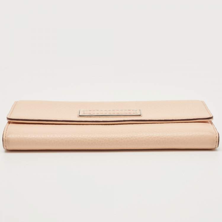 Pre Owned Marc by Marc Jacobs Peach Leather Too Hot To Handle Trifold Wallet