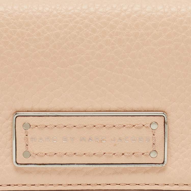 Pre Owned Marc by Marc Jacobs Peach Leather Too Hot To Handle Trifold Wallet