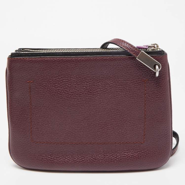 Pre Owned Marc by Marc Jacobs Plum Leather Ligero Double Percy Crossbody Bag