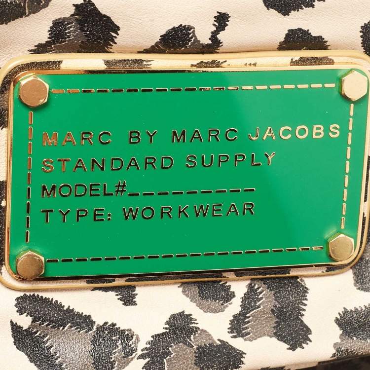 Pre Owned Marc by Marc Jacobs Beige/Black Leopard Print Leather New Q Lil Riz Hobo