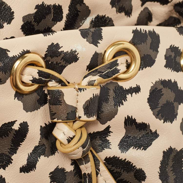 Pre Owned Marc by Marc Jacobs Beige/Black Leopard Print Leather New Q Lil Riz Hobo