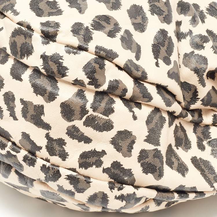 Pre Owned Marc by Marc Jacobs Beige/Black Leopard Print Leather New Q Lil Riz Hobo