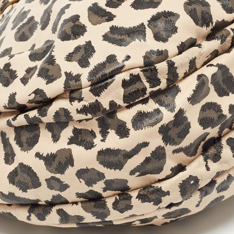 Pre Owned Marc by Marc Jacobs Beige/Black Leopard Print Leather New Q Lil Riz Hobo