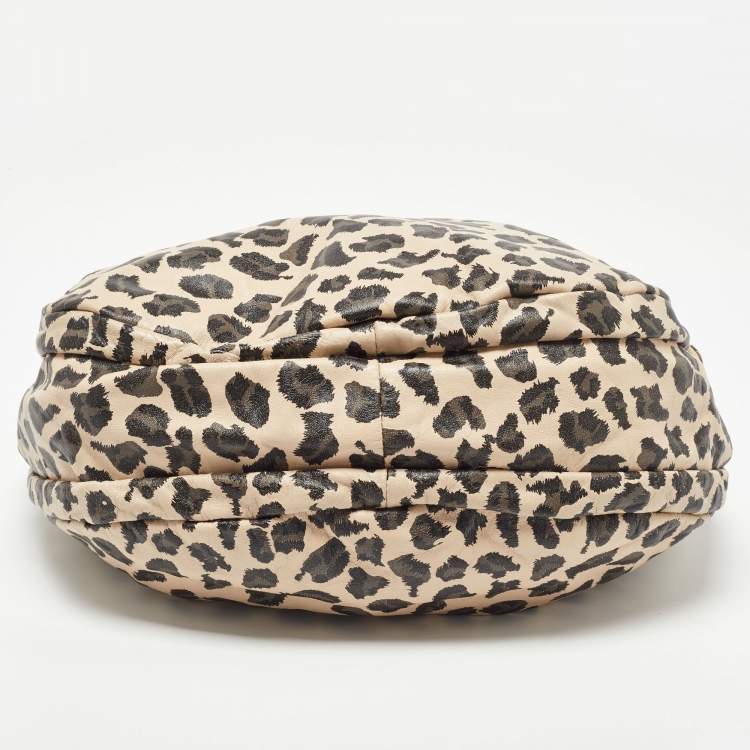 Pre Owned Marc by Marc Jacobs Beige/Black Leopard Print Leather New Q Lil Riz Hobo