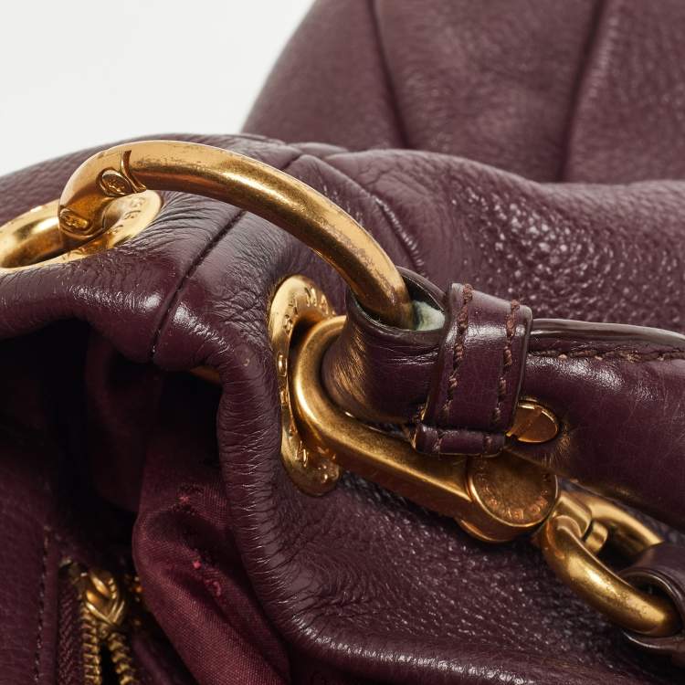 Pre Owned Marc by Marc Jacobs Burgundy Leather Classic Q Hillier Hobo 
