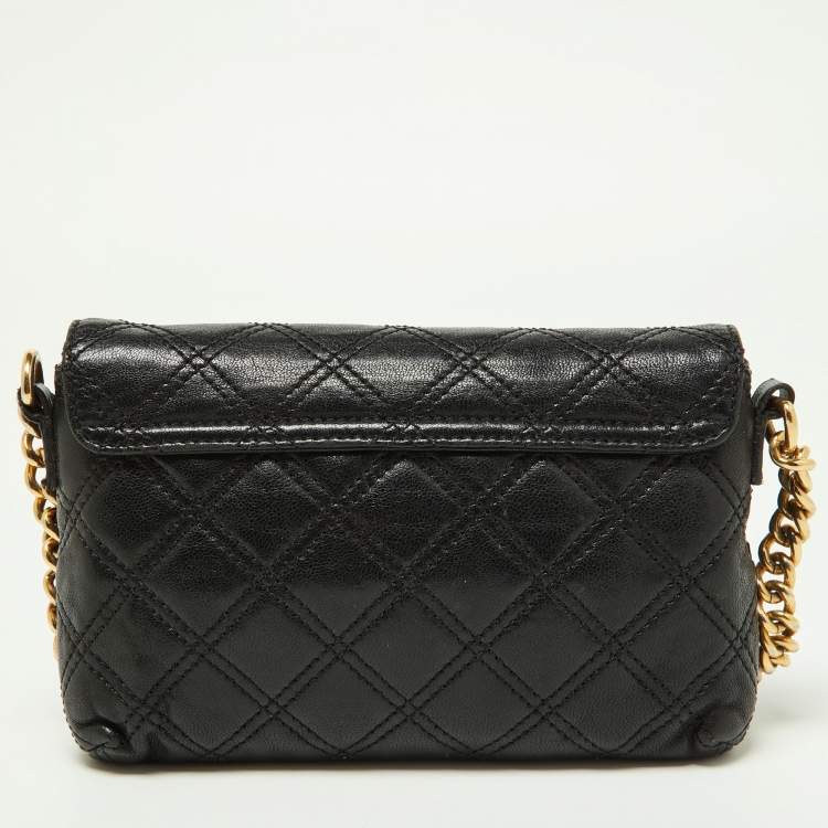 Pre Owned Marc by Marc Jacobs Black Quilted Leather Flap Crossbody Bag