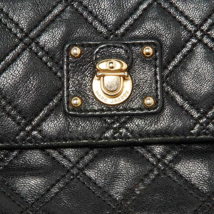 Pre Owned Marc by Marc Jacobs Black Quilted Leather Flap Crossbody Bag