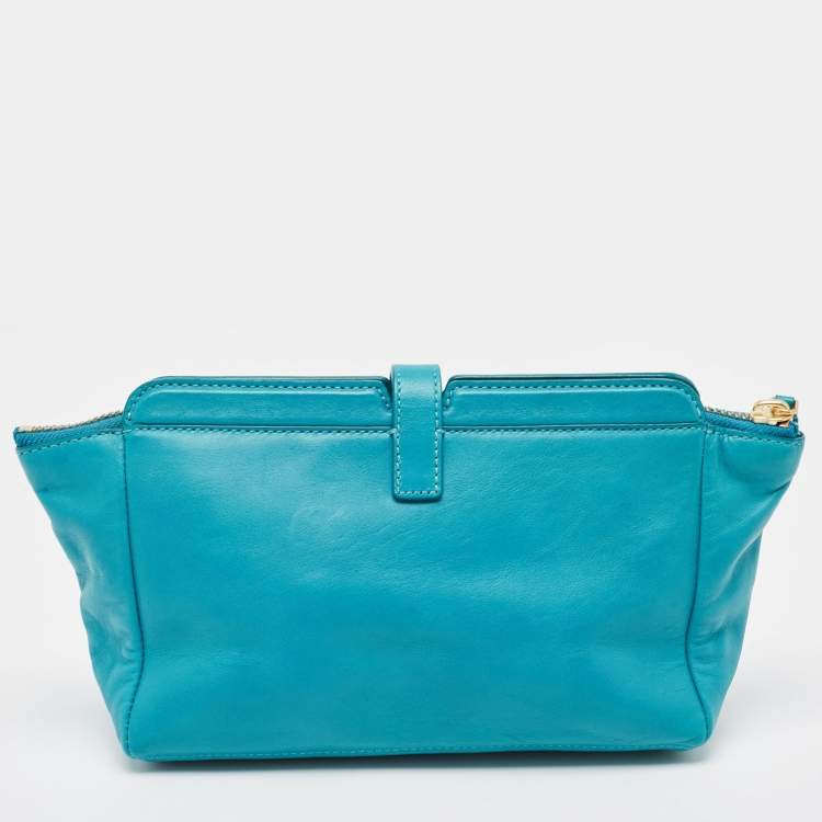 Pre Owned Marc By Marc Jacobs Green Turquoise Leather Zip Pouch