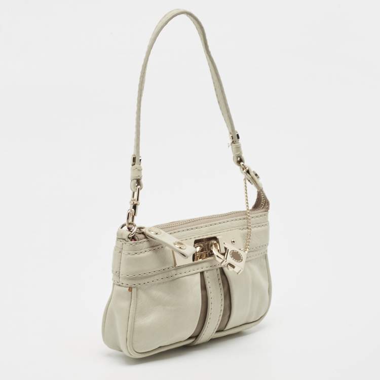Pre Owned Marc By Marc Jacobs Off White Leather Padlock Charm Pochette Bag