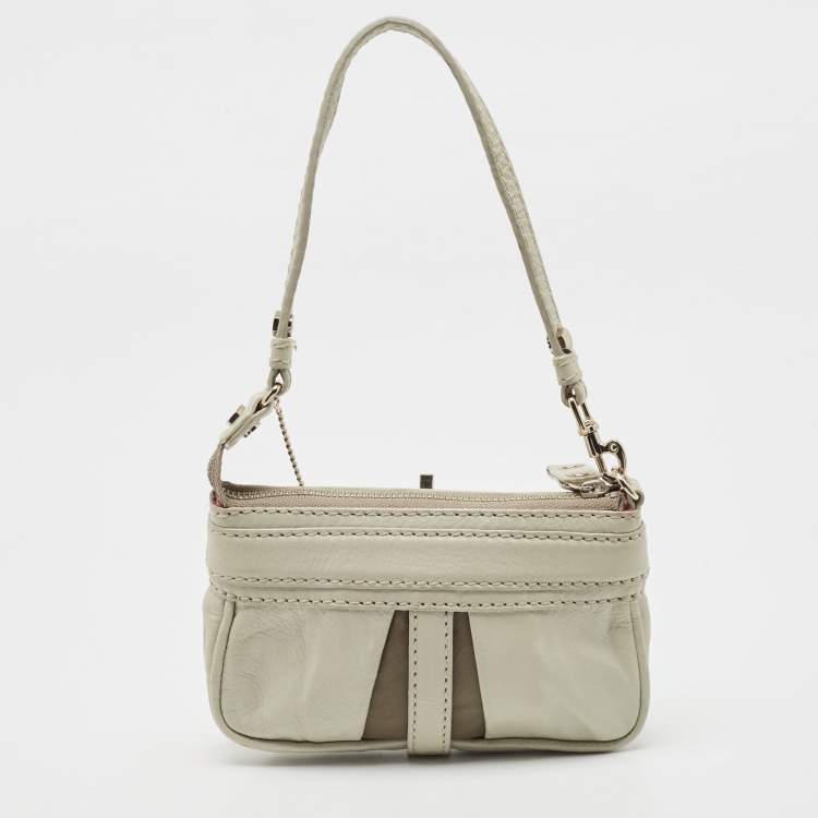 Pre Owned Marc By Marc Jacobs Off White Leather Padlock Charm Pochette Bag