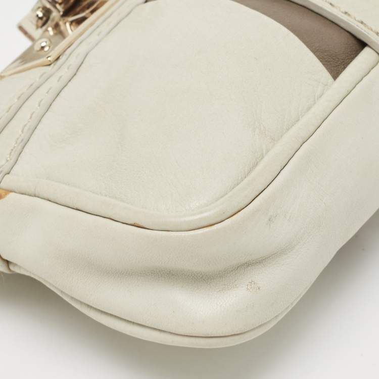 Pre Owned Marc By Marc Jacobs Off White Leather Padlock Charm Pochette Bag