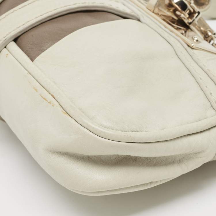 Pre Owned Marc By Marc Jacobs Off White Leather Padlock Charm Pochette Bag