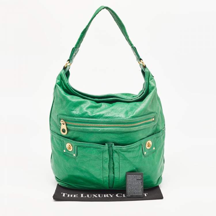 Pre Owned Marc by Marc Jacobs Green Leather Turnlock Faridah Hobo