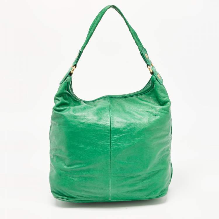 Pre Owned Marc by Marc Jacobs Green Leather Turnlock Faridah Hobo