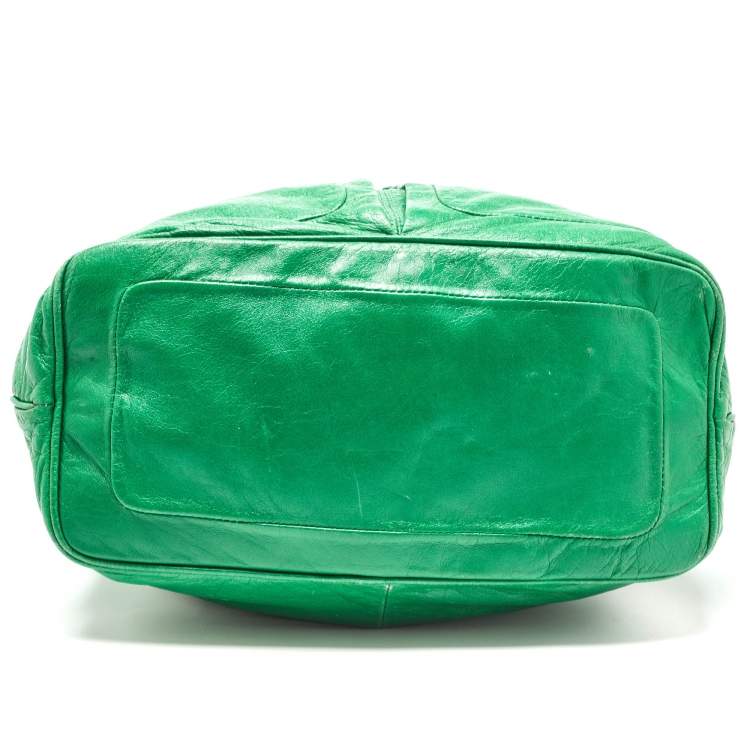 Pre Owned Marc by Marc Jacobs Green Leather Turnlock Faridah Hobo
