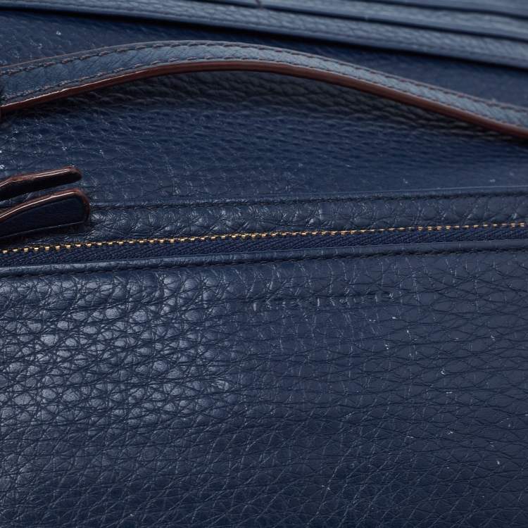 Pre Owned Marc Jacobs Navy Blue Leather Recruit Wallet on Strap
