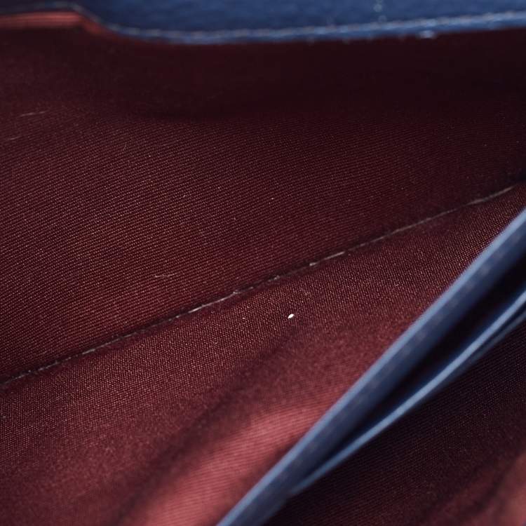 Pre Owned Marc Jacobs Navy Blue Leather Recruit Wallet on Strap