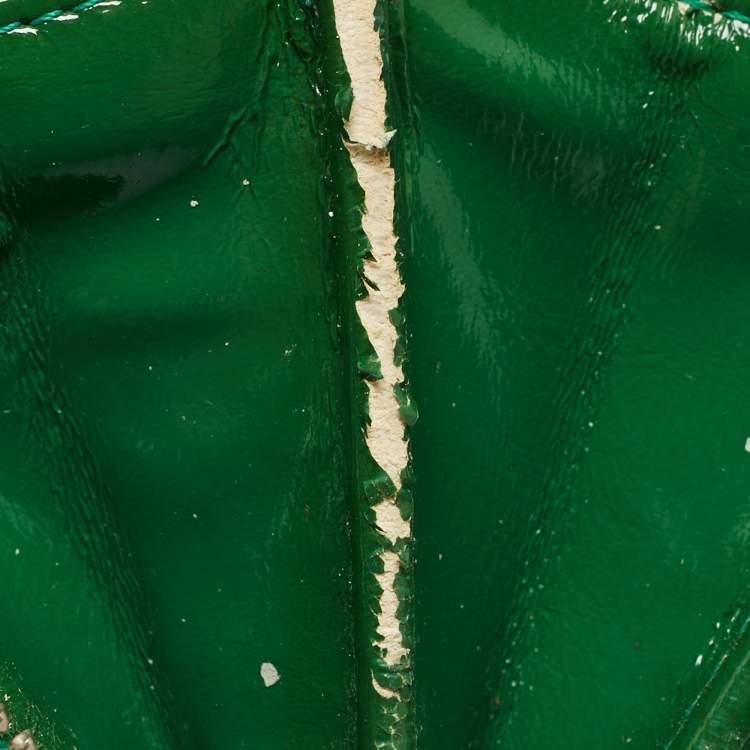 Pre Owned Marc by Marc Jacobs Green Croc Embossed Patent Leather Zip Around Wallet
