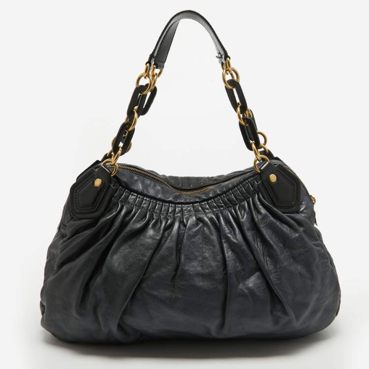 Pre Owned Marc by Marc Jacobs Metallic Grey Leather Hobo