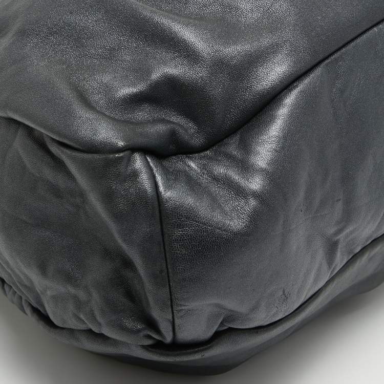 Pre Owned Marc by Marc Jacobs Metallic Grey Leather Hobo
