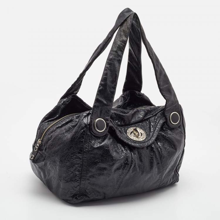 Pre Owned Marc by Marc Jacobs Black Glossy Leather Shoulder Bag