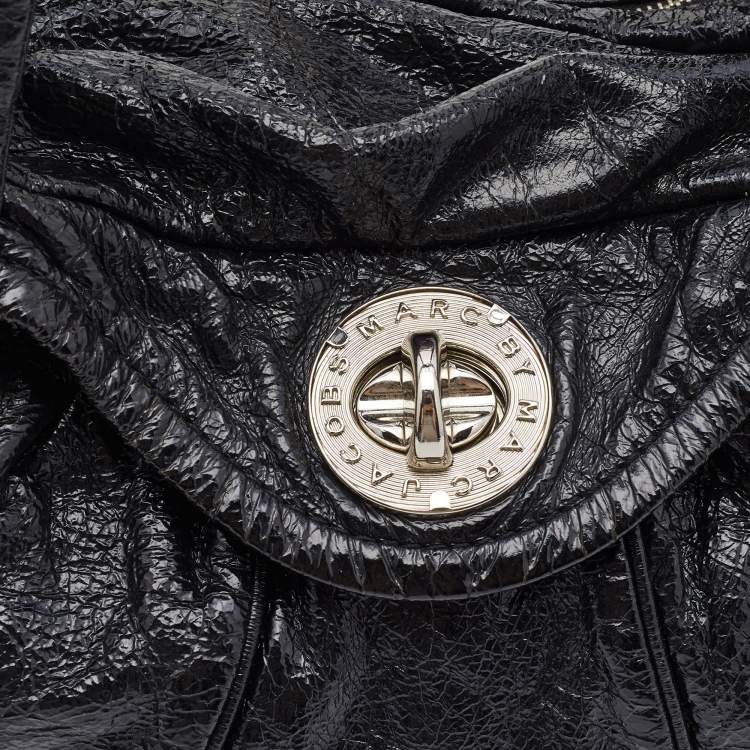 Pre Owned Marc by Marc Jacobs Black Glossy Leather Shoulder Bag