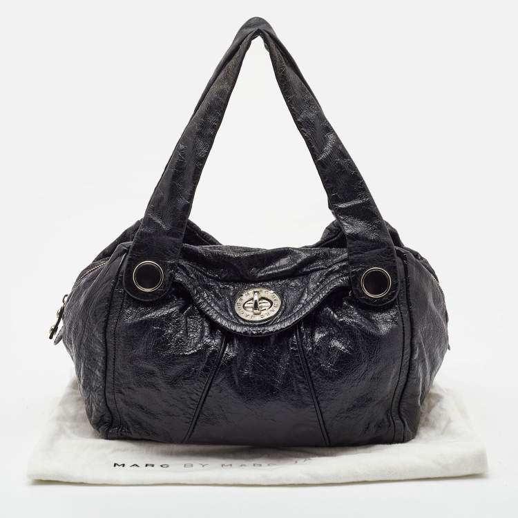 Pre Owned Marc by Marc Jacobs Black Glossy Leather Shoulder Bag