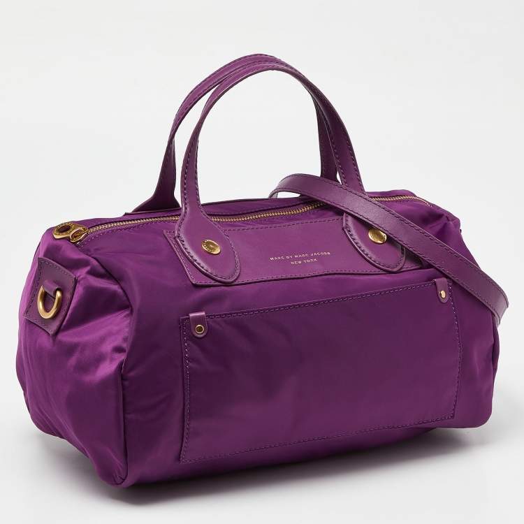 Pre Owned Marc by Marc Jacobs Purple Nylon and Leather Preppy Satchel