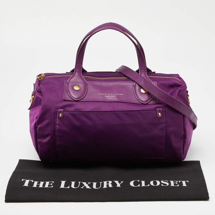 Pre Owned Marc by Marc Jacobs Purple Nylon and Leather Preppy Satchel