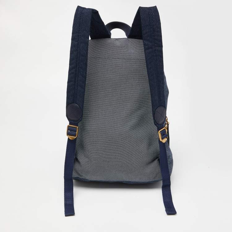 Pre Owned Marc by Marc Jacobs Two Tone Blue Denim Double Zip Backpack