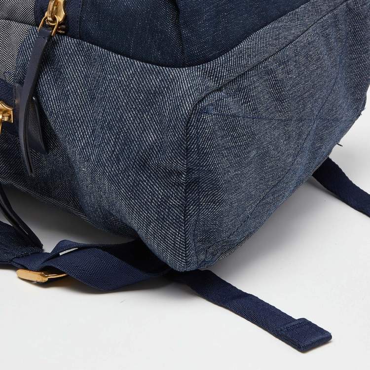 Pre Owned Marc by Marc Jacobs Two Tone Blue Denim Double Zip Backpack