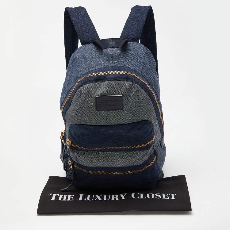 Pre Owned Marc by Marc Jacobs Two Tone Blue Denim Double Zip Backpack