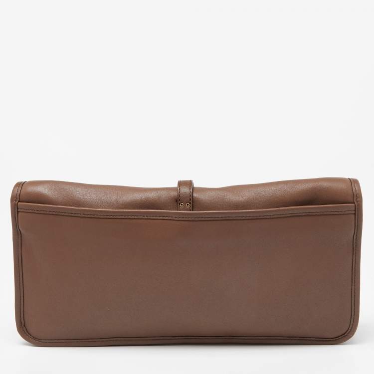 Pre Owned Marc by Marc Jacobs Beige Leather Metal Flap Clutch