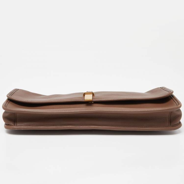 Pre Owned Marc by Marc Jacobs Beige Leather Metal Flap Clutch