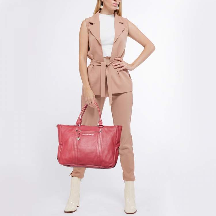 Pre Owned Marc by Marc Jacobs Pink Leather Expandable Zip Around Hobo