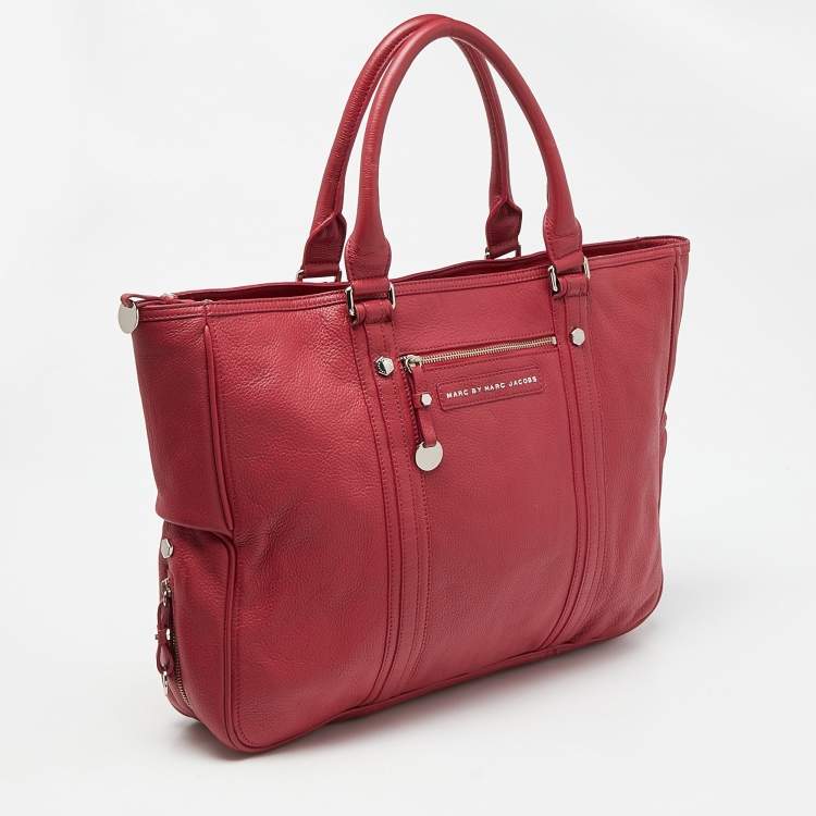 Pre Owned Marc by Marc Jacobs Pink Leather Expandable Zip Around Hobo