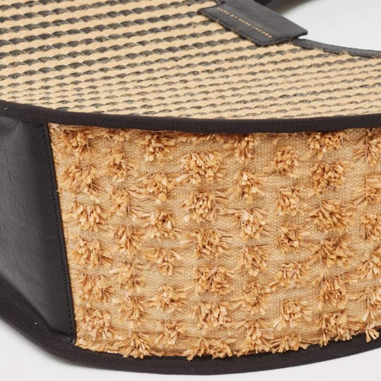 مملوكة مسبقًا Marc by Marc Jacobs Black/Natural Jute Isle De Sea Satchel