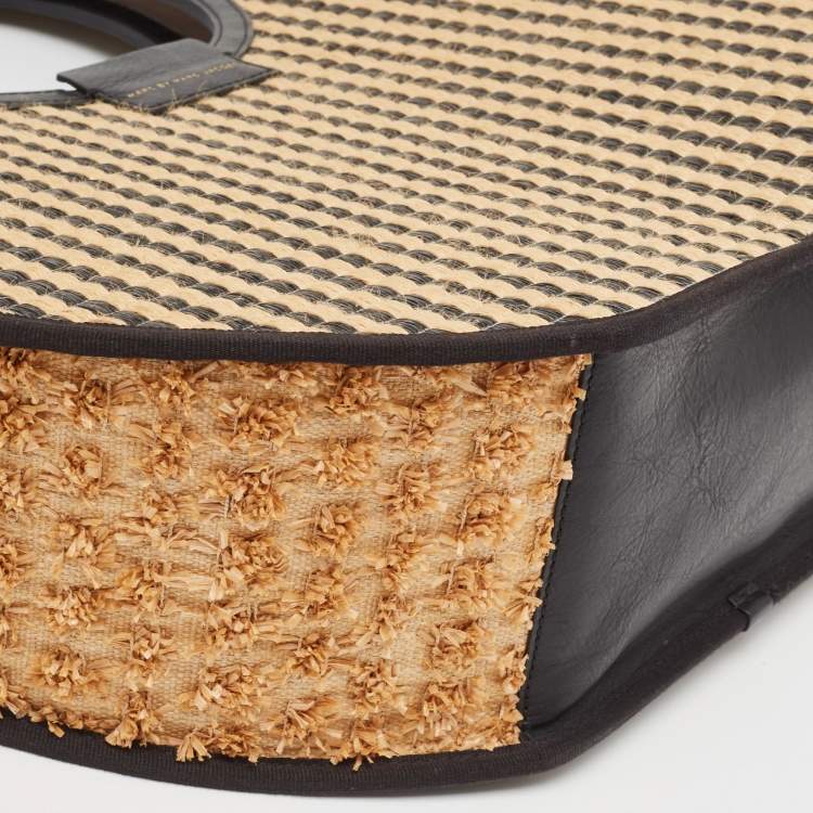 مملوكة مسبقًا Marc by Marc Jacobs Black/Natural Jute Isle De Sea Satchel