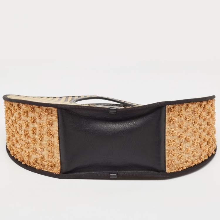 مملوكة مسبقًا Marc by Marc Jacobs Black/Natural Jute Isle De Sea Satchel