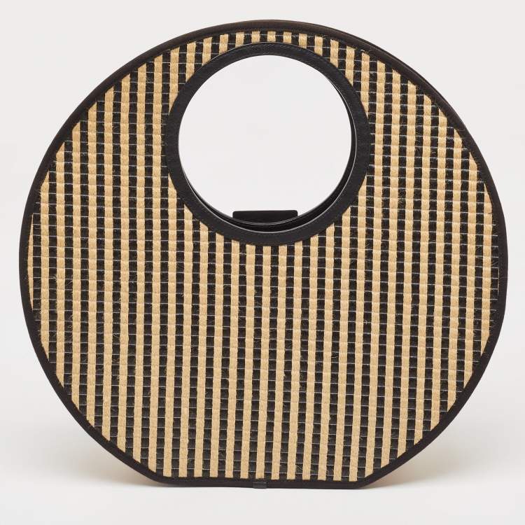 مملوكة مسبقًا Marc by Marc Jacobs Black/Natural Jute Isle De Sea Satchel