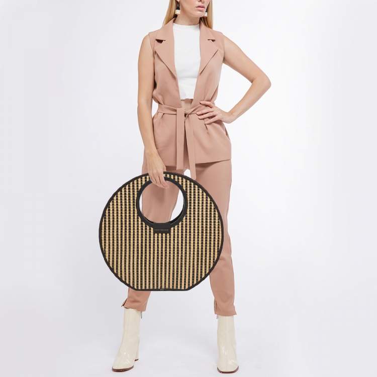 مملوكة مسبقًا Marc by Marc Jacobs Black/Natural Jute Isle De Sea Satchel