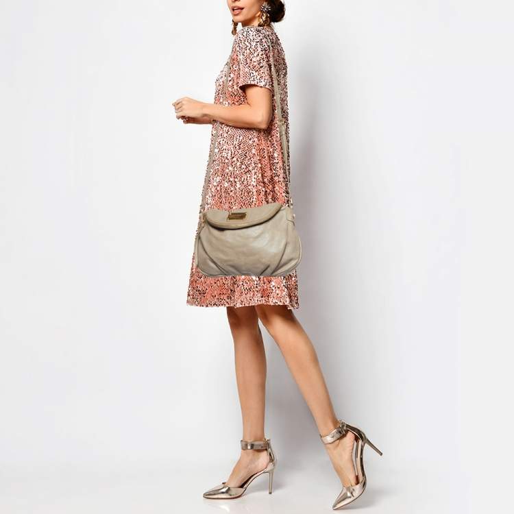 Pre Owned Marc by Marc Jacobs Grey Leather Classic Q Natasha Crossbody Bag