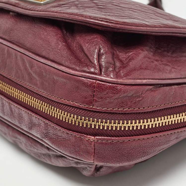 Pre Owned Marc by Marc Jacobs Burgundy Leather Washed Up The Nash Crossbody Bag