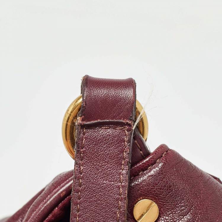 Pre Owned Marc by Marc Jacobs Burgundy Leather Washed Up The Nash Crossbody Bag