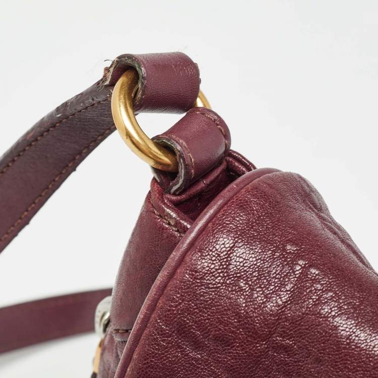 Pre Owned Marc by Marc Jacobs Burgundy Leather Washed Up The Nash Crossbody Bag
