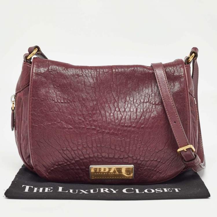 Pre Owned Marc by Marc Jacobs Burgundy Leather Washed Up The Nash Crossbody Bag