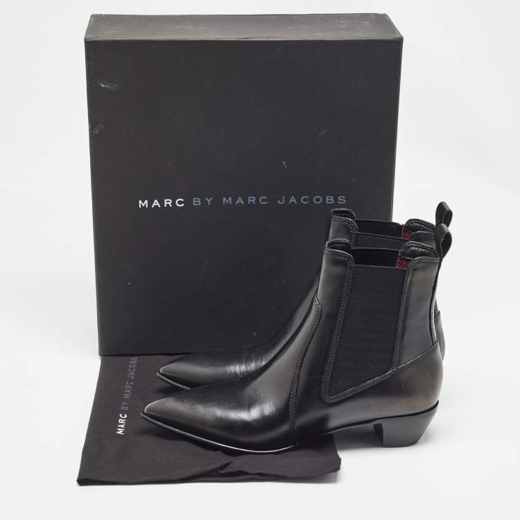 Pre Owned Marc by Marc Jacobs Black Leather Ankle Boots Size 36