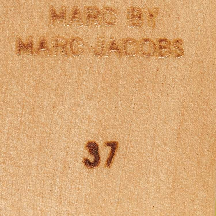 Pre Owned Marc by Marc Jacobs Green Canvas and Leather Ankle Strap Sandals Size 37