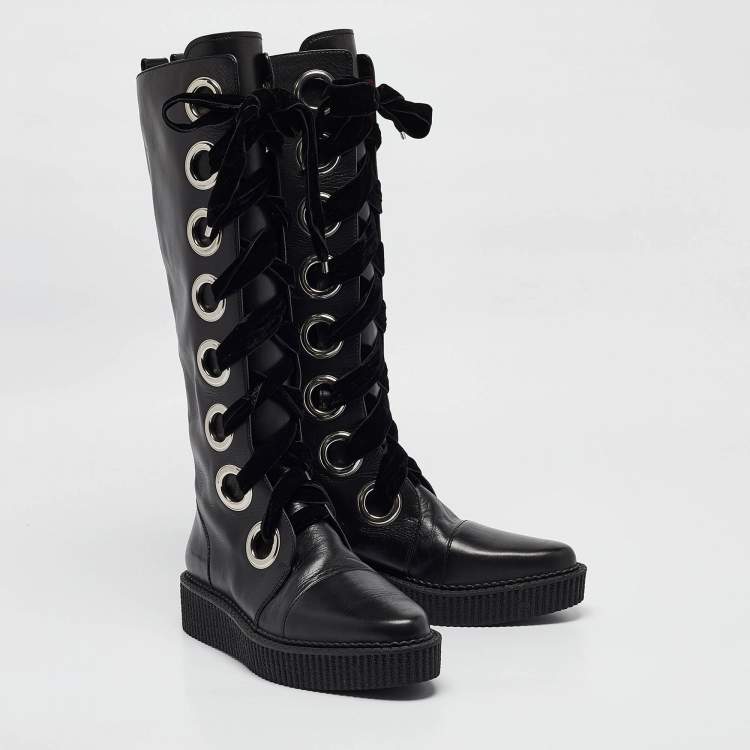 Pre Owned Marc by Marc Jacobs Black Leather Knee Length Boots Size  39