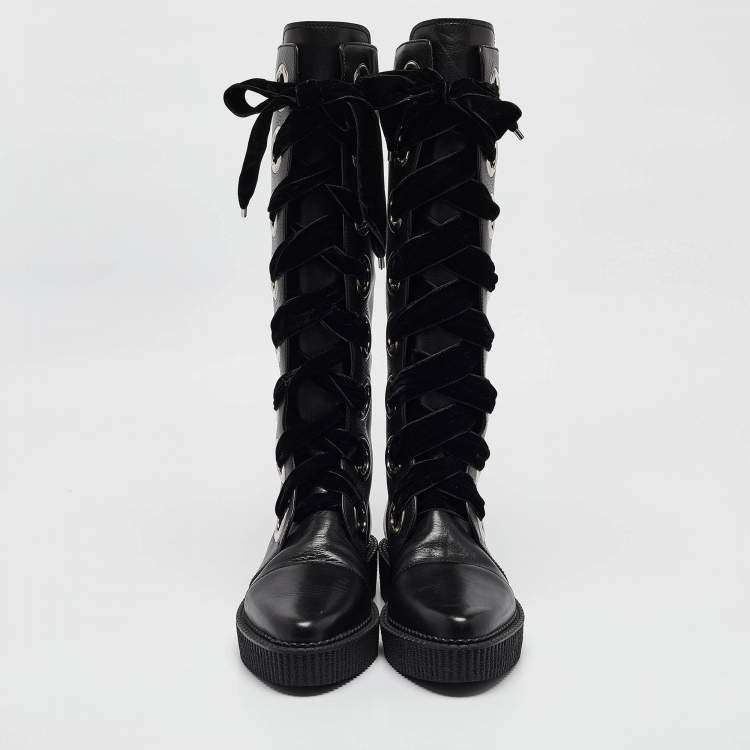 Pre Owned Marc by Marc Jacobs Black Leather Knee Length Boots Size  39